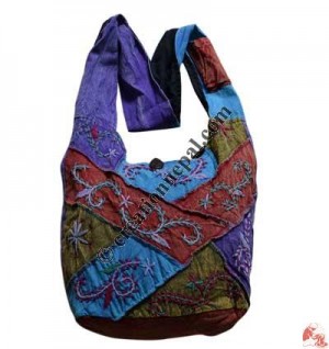 Shyama cross patch hand emb cotton bag