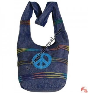 Razor-cut stripes peace design cotton bag