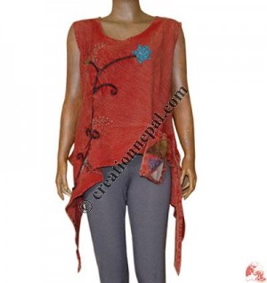 Sleeveless shyama hand emb. pocket top