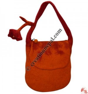 Flower design short strap felt bag