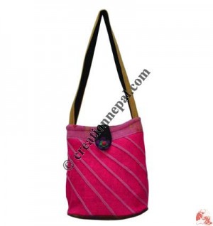 Slanted stripes felt ladies bag