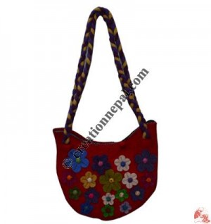 Braided strap flower felt bag