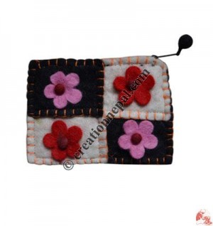 Patch-work flower felt coin purse
