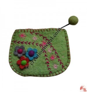 Hand Embroidered felt coin purse