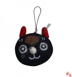 Felt black cat mobile holder