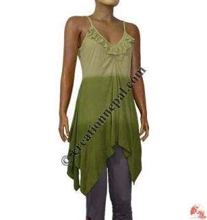 Viscose tie-dye ruffle top
