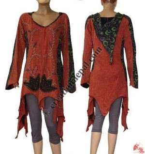 Hand-emb printed Ice-hood fine rib top dress2