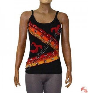 Cut-out Om design rib tank top