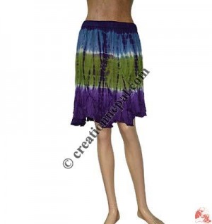 Tie-dye viscose mini skirt