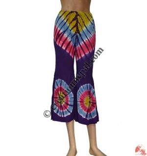 Tie-dye viscose three quarter trouser