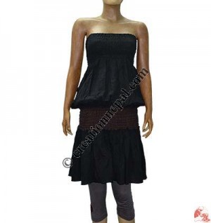 Cotton 2-step elastic tube mini dress