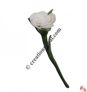 Felt white flower with stem