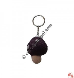 Felt brown mushroom key ring