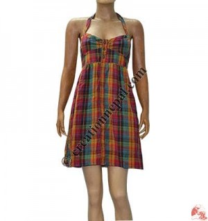 Cotton Check halter dress
