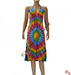 Tie dye fine rib dress