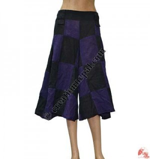 Cotton patch-work three quarter trouser