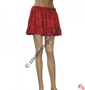 Printed fine rib mini skirt