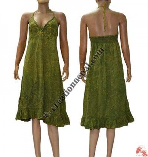 Cotton stone wash halter dress
