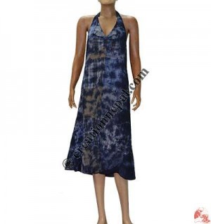 Mixed patch-work tie dye halter dress