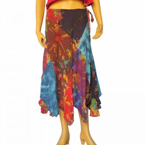 Tie dye patch frills skirt