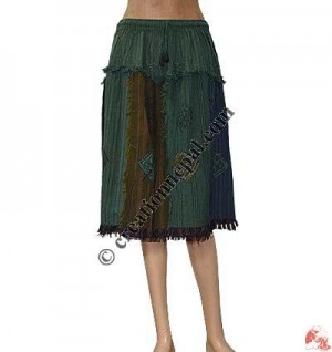 Stripes cotton patch-work skirt