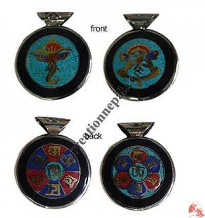 Decorated round 2-sided pendent