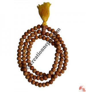 Natural color wood 7-8 mm 108 beads mala