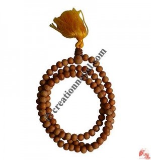 Natural color wood 7 mm 108 beads mala
