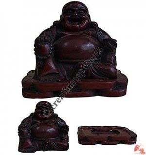 Laughing Buddha at throne