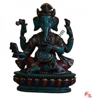 Painted turquoise Ganesh