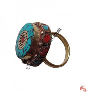 Two step design colorful finger ring