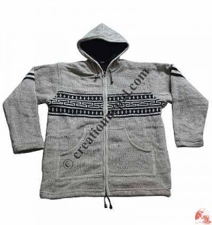 Woolen simple hooded jacket