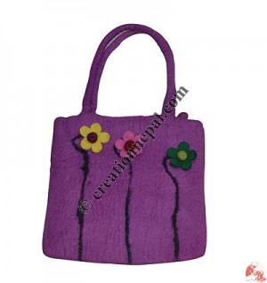 Three flowers felt bag