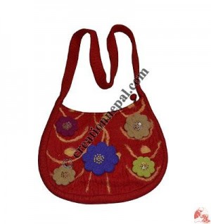 Five flower with beads felt bag