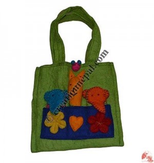 Elephant and flowers felt kids bag