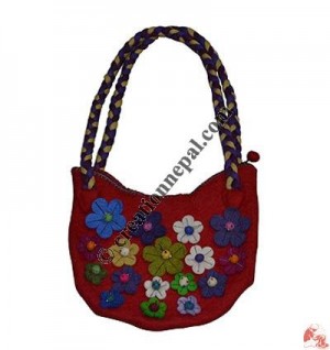 Braided straps flower felt bag