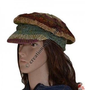 Hemp-cotton stripes cable hat
