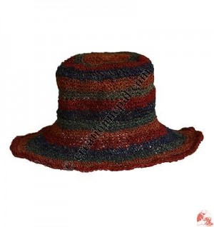 4-color stripes hemp round wire hat