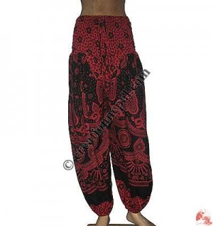 Cotton printed elastic waist trouser