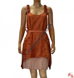 Plain  2-layer cotton dress