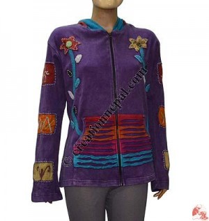 Hand emb patch-work rib hoodie1