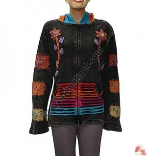 Hand emb patch-work rib hoodie2
