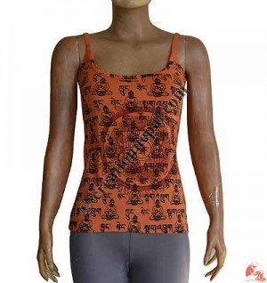Rib Buddha-Mantra print tank top