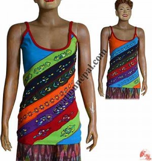Slanted patch rainbow rib tank top