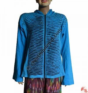 Rib razor-cut hoodie 1