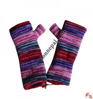 Woolen mixed color tube gloves