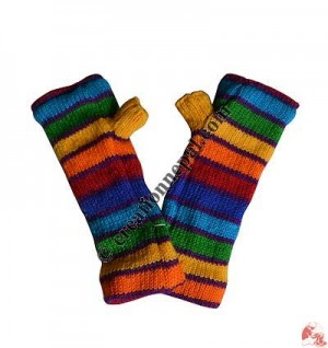 Woolen rainbow tube gloves