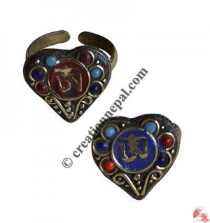 Heart OM brass Finger ring