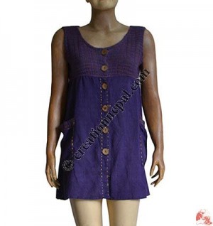 Hand sewn design cotton mini dress