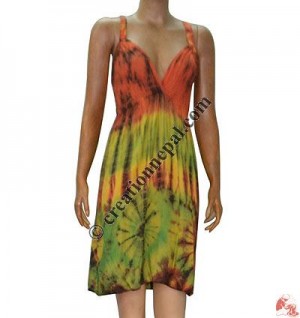 Tie-dye rayon halter dress
